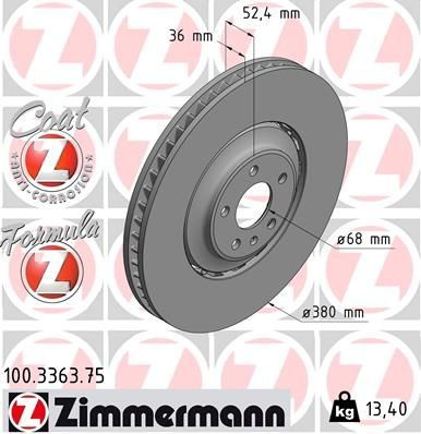 Disco do freio dianteiro Zimmermann 100336375 preço, a partir de 481,64 USD