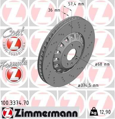 Disco do freio dianteiro Zimmermann 100337470 preço, a partir de 373,60 USD