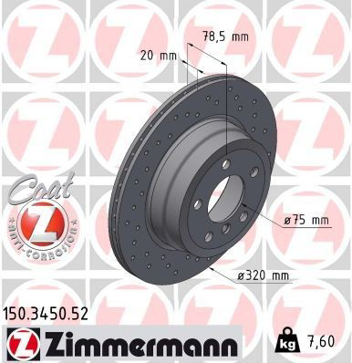 Disco do freio traseiro Zimmermann 150345052 preço, a partir de 67,97 USD