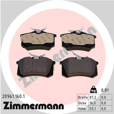 Sapatas do freio traseiras de disco Zimmermann 209611601 preço, a partir de 29,50 USD