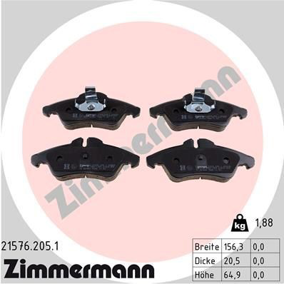215762051 Zimmermann Sapatas do freio dianteiras de disco