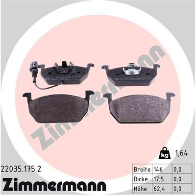 Sapatas do freio dianteiras de disco Zimmermann 220351752 preço, a partir de 42,47 USD