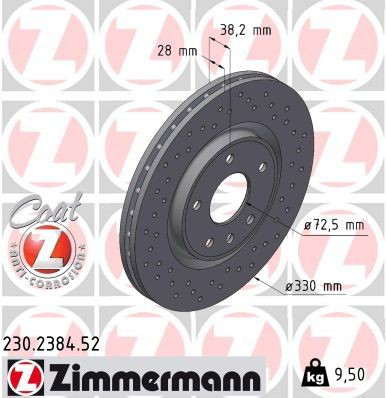 Disco do freio dianteiro 230238452 Zimmermann