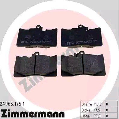 Sapatas do freio dianteiras de disco Zimmermann 249651751 preço, a partir de 40,36 USD