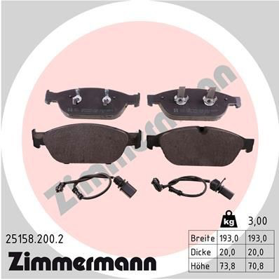 Sapatas do freio dianteiras de disco Zimmermann 251582002 preço, a partir de 66,36 USD