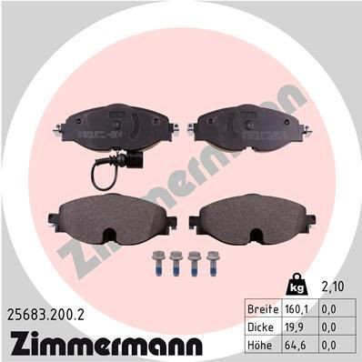 256832002 Zimmermann Sapatas do freio dianteiras de disco