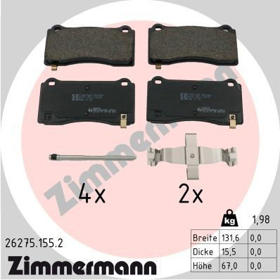 262751552 Zimmermann Sapatas do freio dianteiras de disco