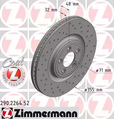 Disco do freio dianteiro 290226452 Zimmermann