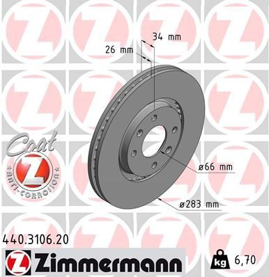 Compre 440310620 Zimmermann Disco do freio dianteiro
