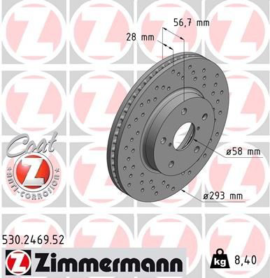 530246952 Zimmermann Disco do freio dianteiro