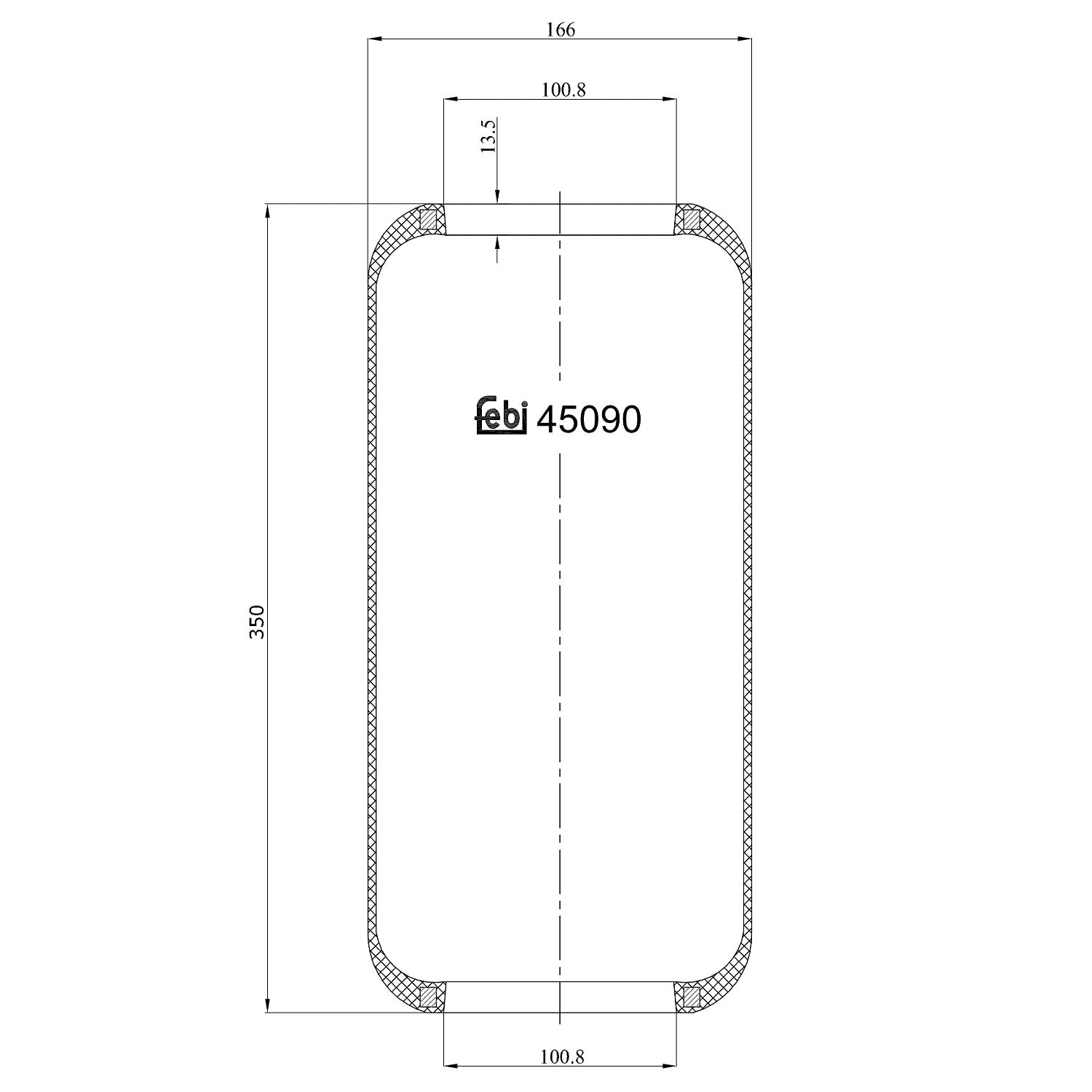 45090 Febi Coxim pneumático (suspensão de lâminas pneumática) do eixo traseiro