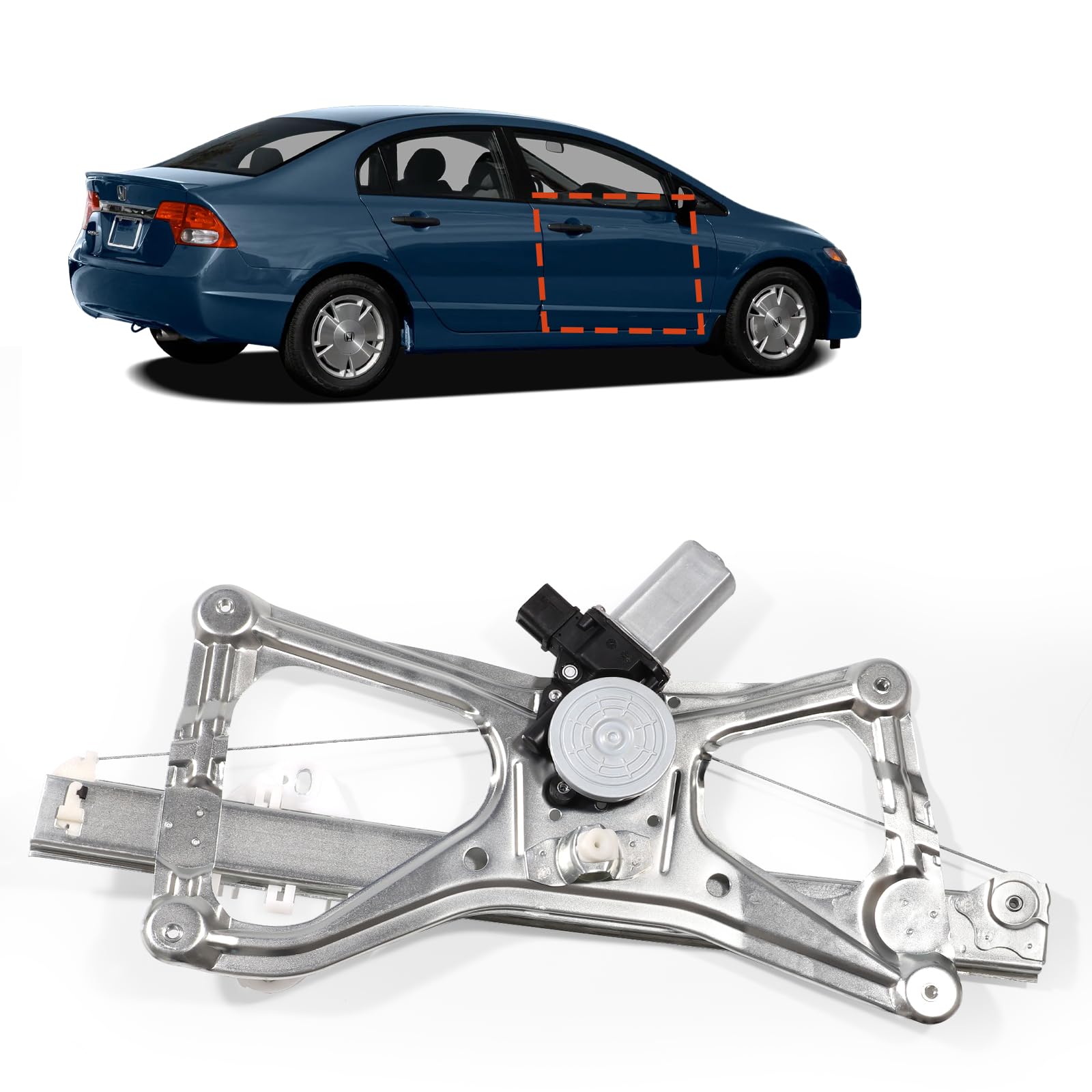 Mecanismo de acionamento de vidro da porta dianteira direita Honda Civic VIII FD, FA
