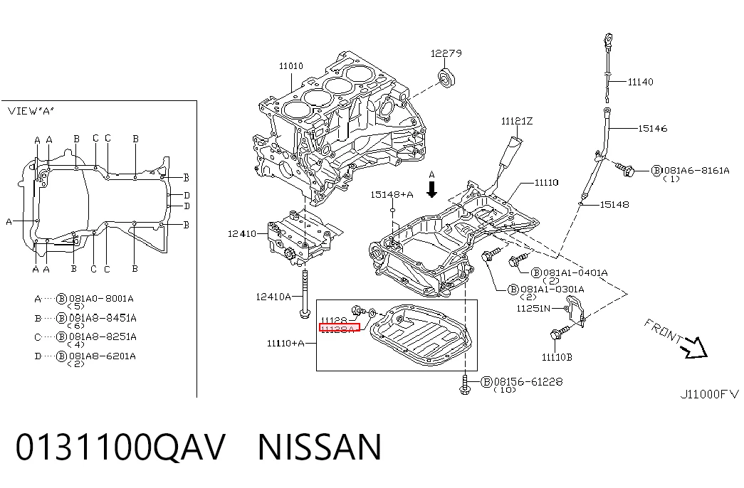  Vedante de rolha de panela de motor Nissan Almera II sedan (N16) (2000 - 2006) II