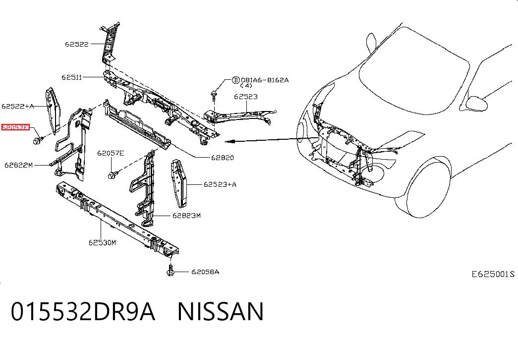 015532DR9A Nissan/Infiniti Cápsula (prendedor) de fixação do forro do pára-choque do pára-lama dianteiro