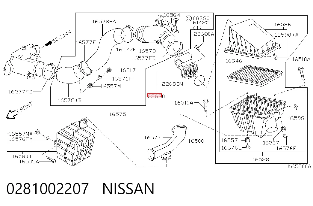  Sensor de fluxo (consumo) de ar, medidor de consumo M.A.F. - (Mass Airflow) Nissan Terrano II SUV (R20) (1993 - 2006) II