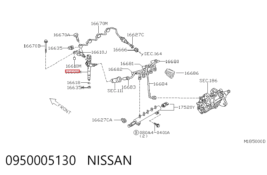 0950005130 Nissan/Infiniti Injetor de injeção de combustível