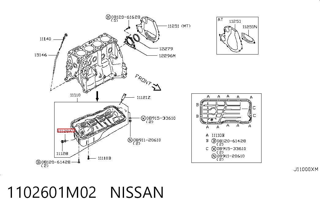 1102601M02 Nissan/Infiniti Vedante de rolha de panela de motor
