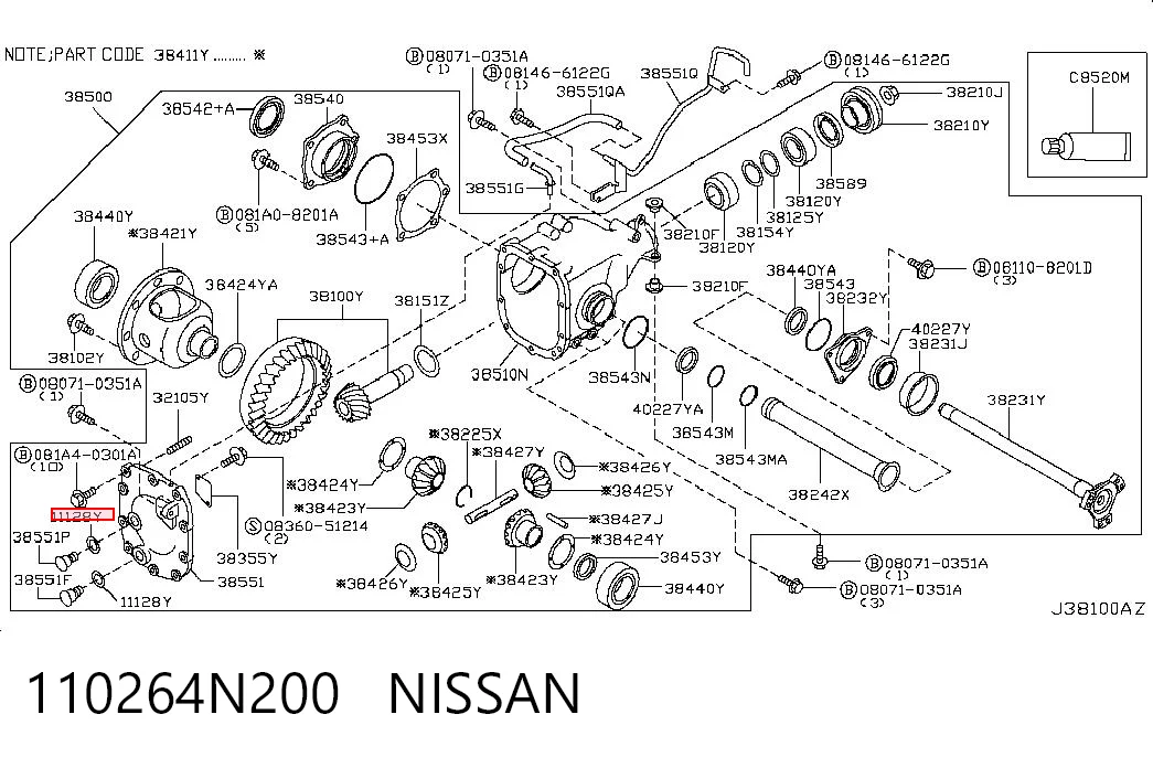 110264N200 Nissan/Infiniti Vedante de rolha de evacuação de redutor
