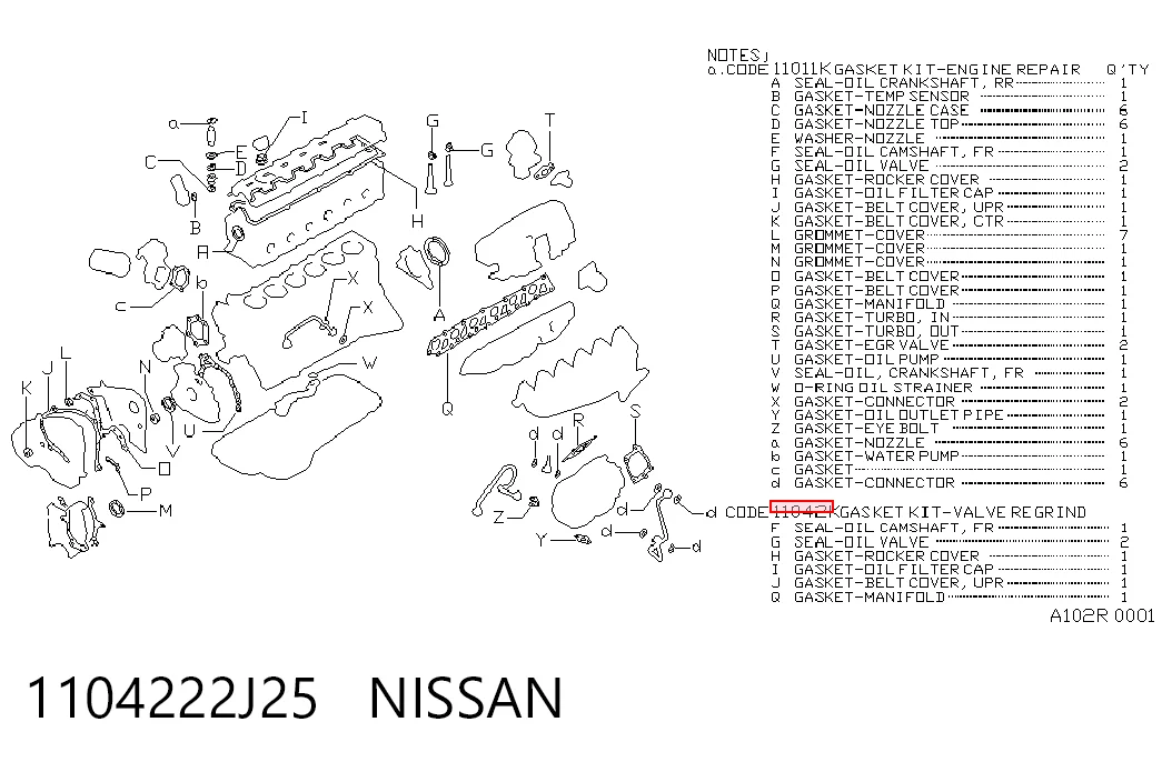 1104222J25 Nissan/Infiniti