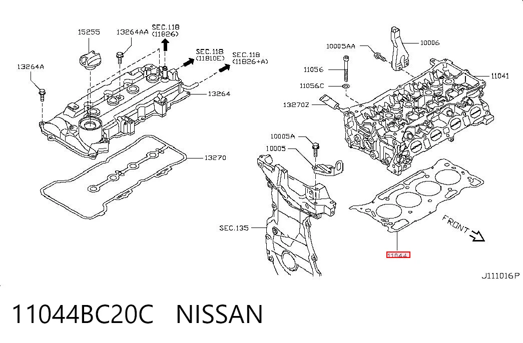  Vedante de cabeça de motor (CBC) Nissan JUKE JPN hatchback (F15) (2010 - 2019) JPN