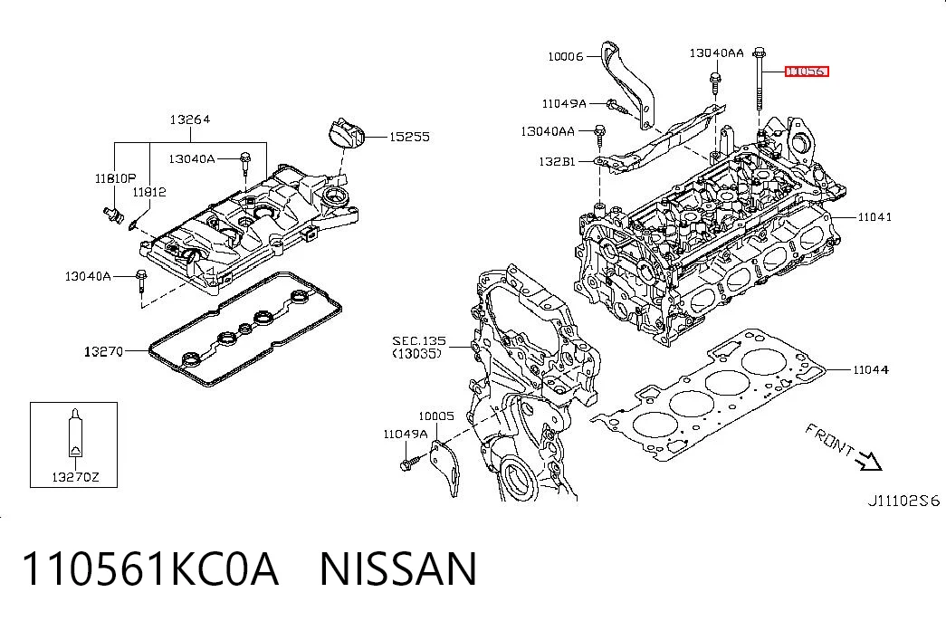 Parafuso de cabeça de motor (CBC) para Nissan JUKE F15
