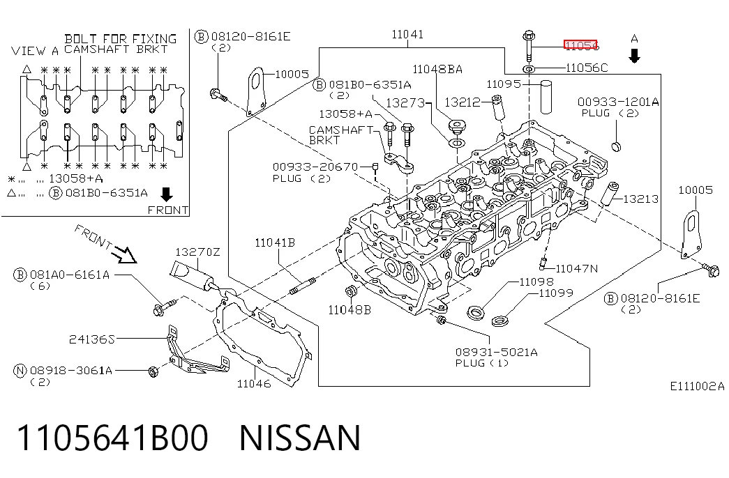 Parafuso de cabeça de motor (CBC) Nissan Micra C+C III K12