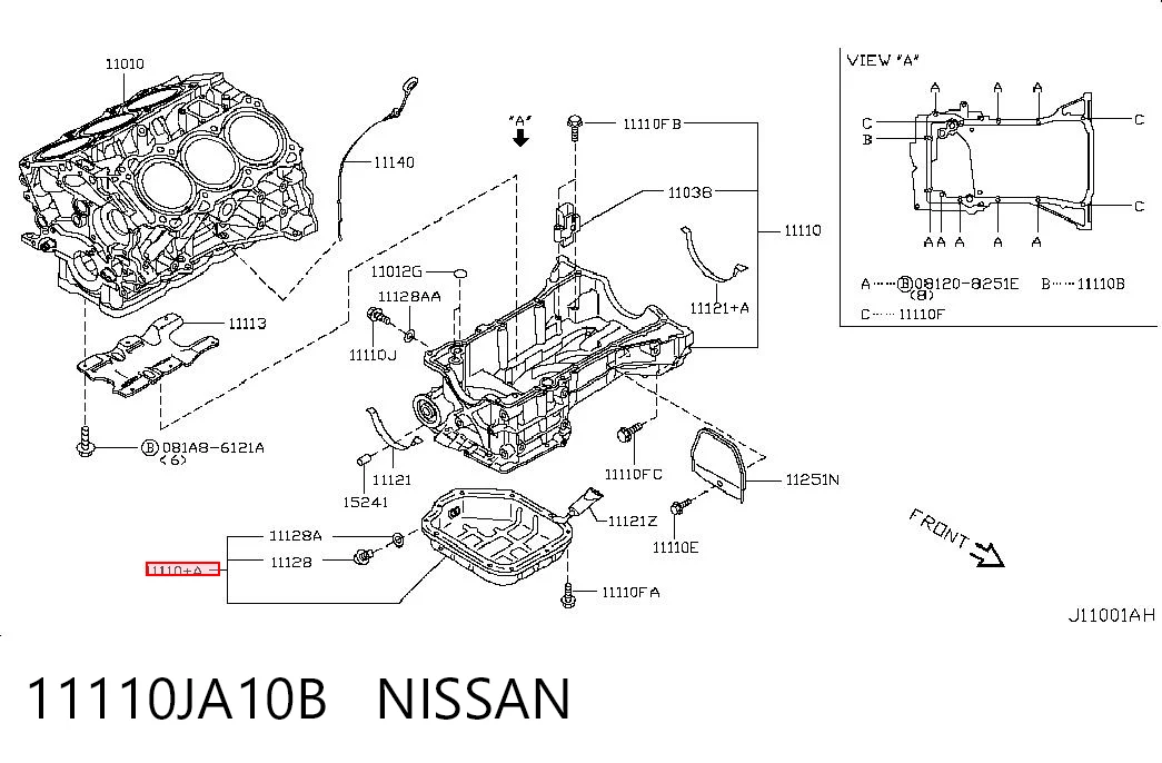 11110JA10B Nissan/Infiniti Panela de óleo de cárter do motor, parte inferior