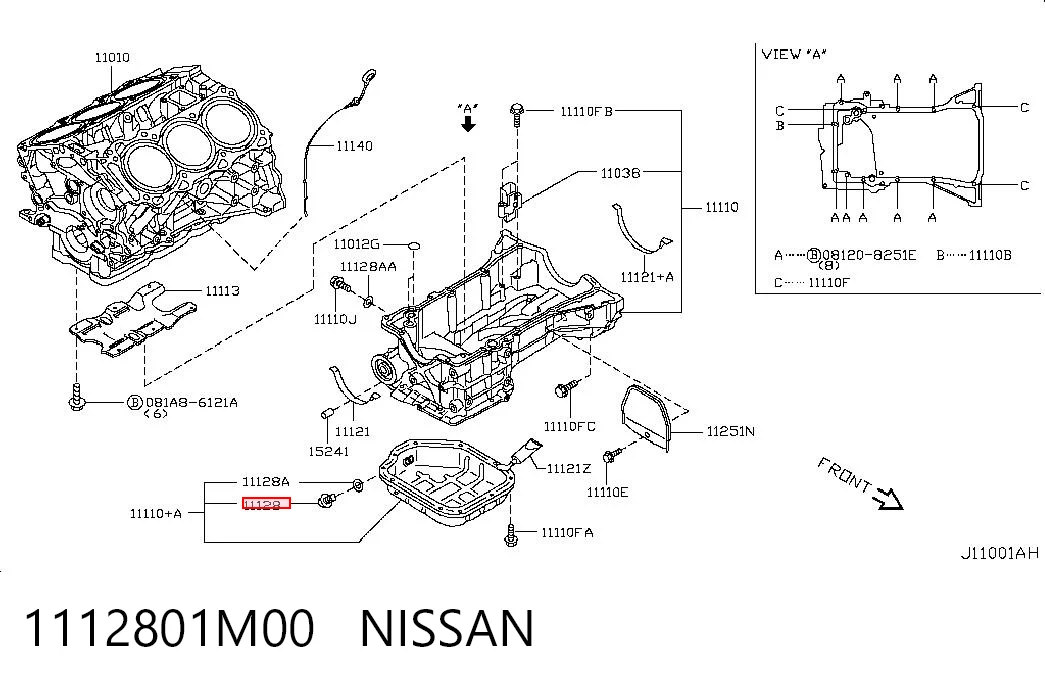 1112801M00 Nissan/Infiniti Tampão de panela de motor