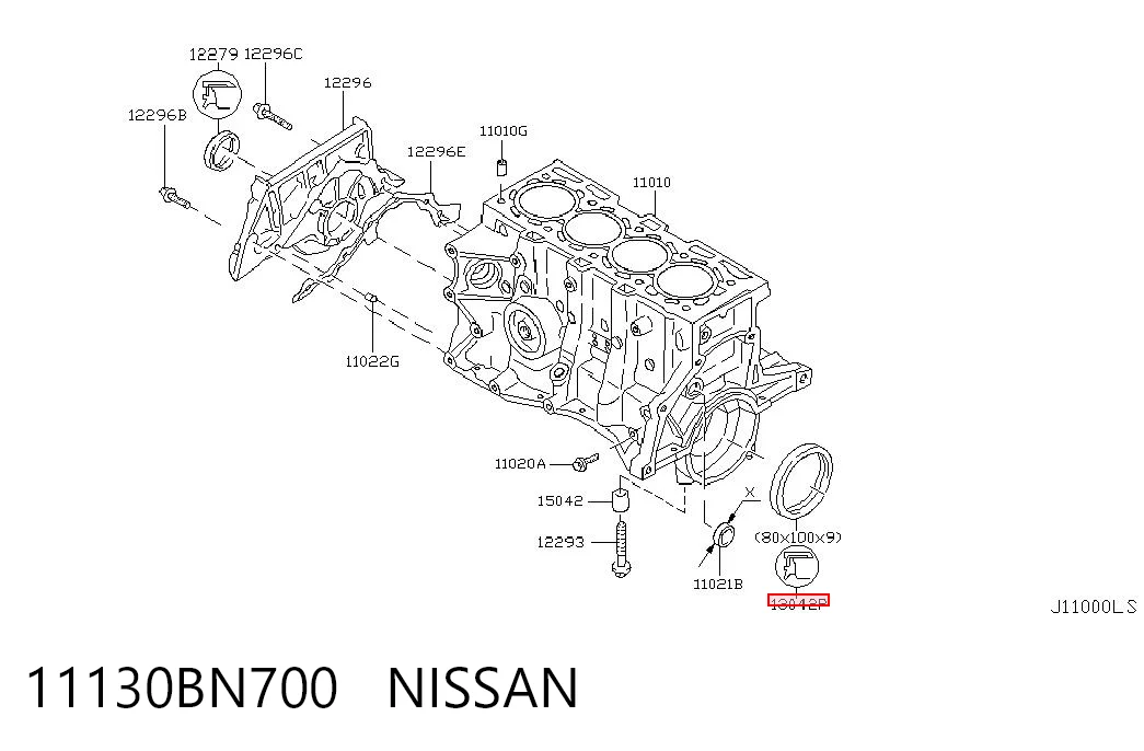 Vedação traseira de cambota de motor para Nissan Qashqai II J11