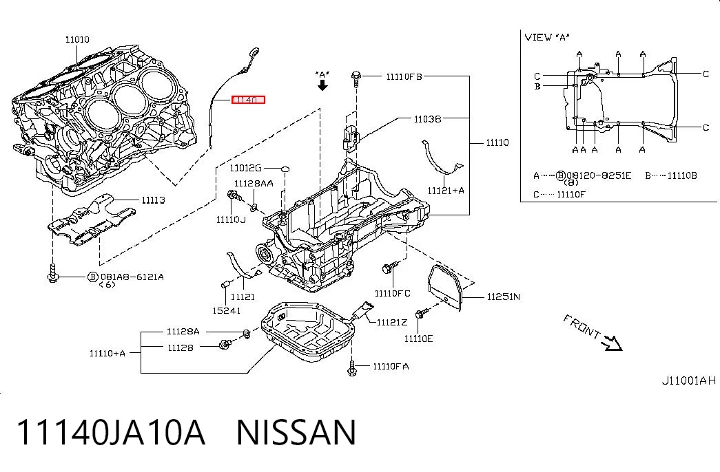 11140JA10A Nissan/Infiniti Sonda (indicador) do nível de óleo no motor
