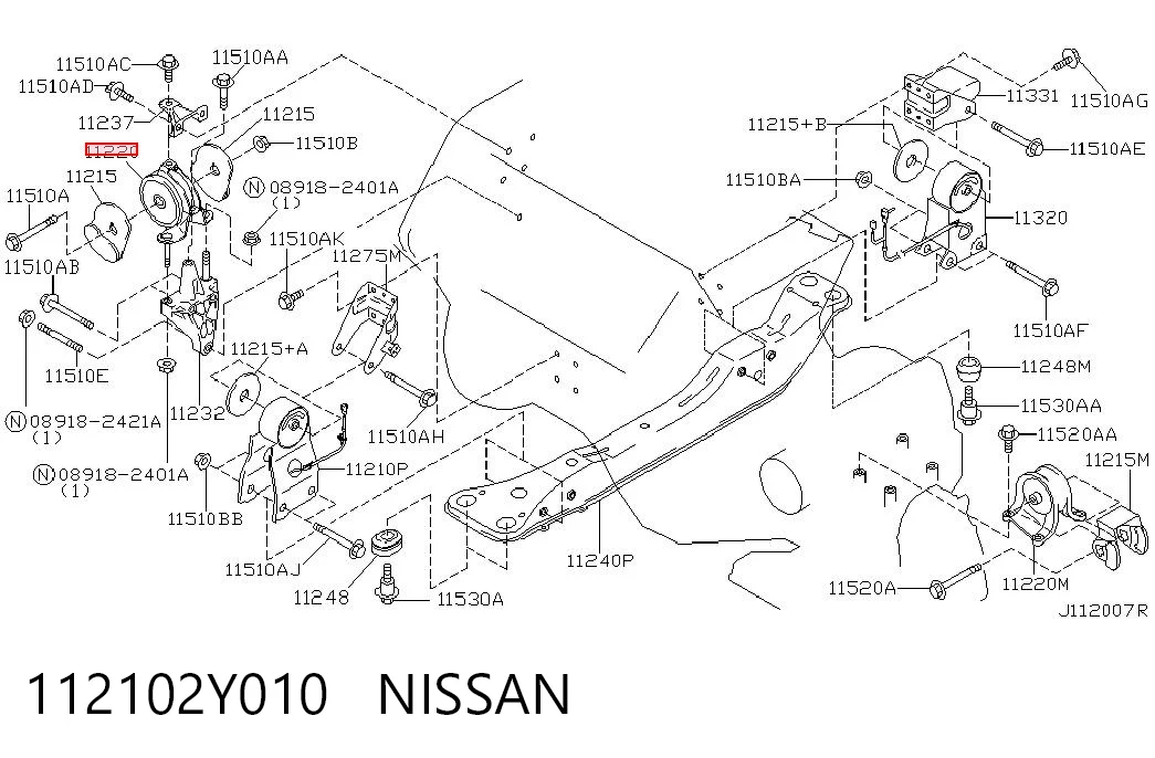 112102Y010 Nissan/Infiniti Coxim (suporte) direito de motor