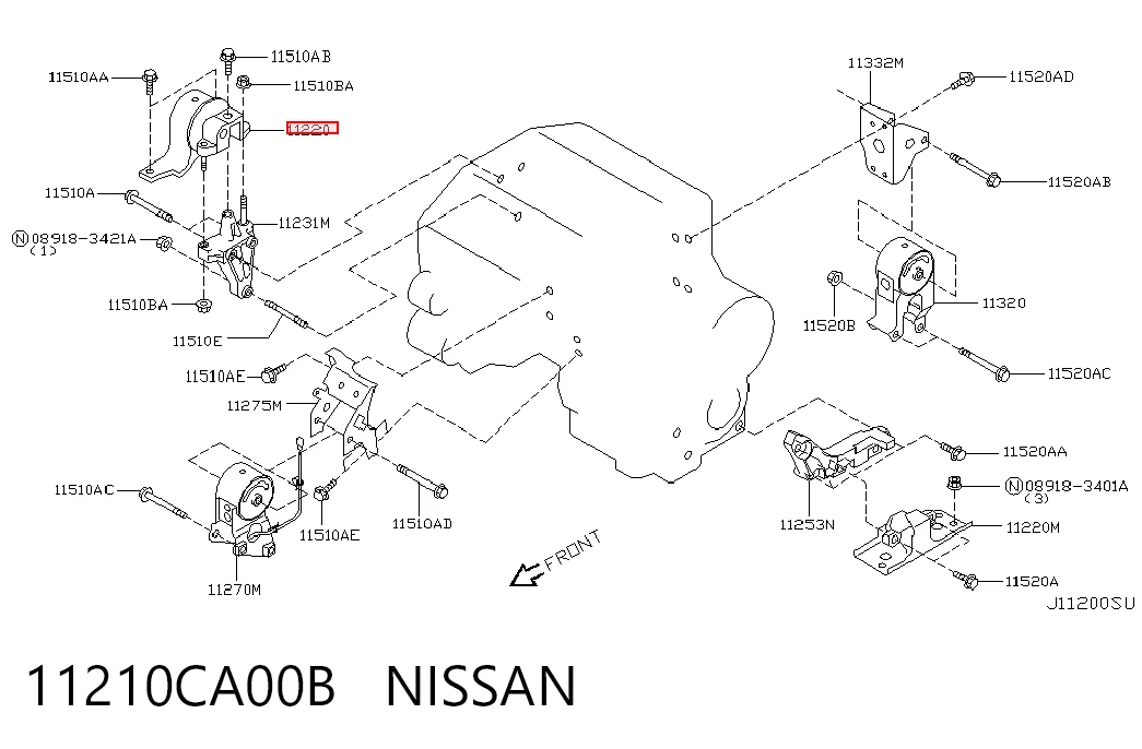 11210CA00B Nissan/Infiniti Coxim (suporte) direito de motor