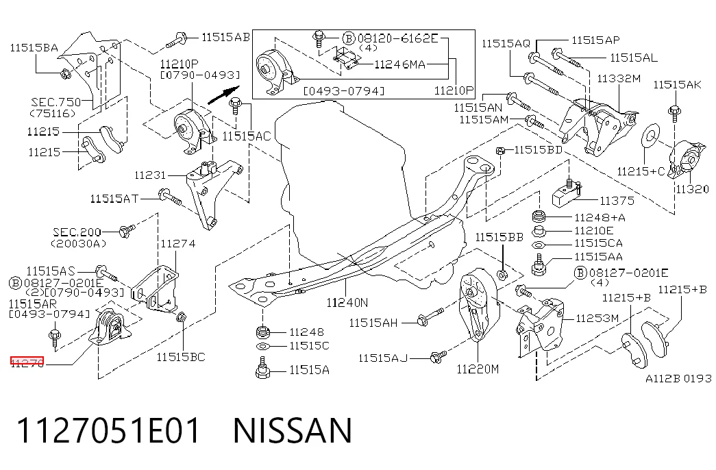 Coxim (suporte) dianteiro de motor Nissan Primera  W10 ao melhor preço