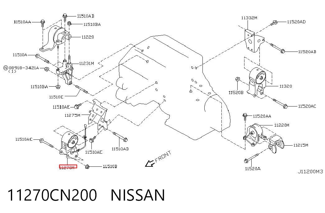  Coxim (suporte) dianteiro de motor Nissan Murano SUV (Z50) (2004 - 2008) 