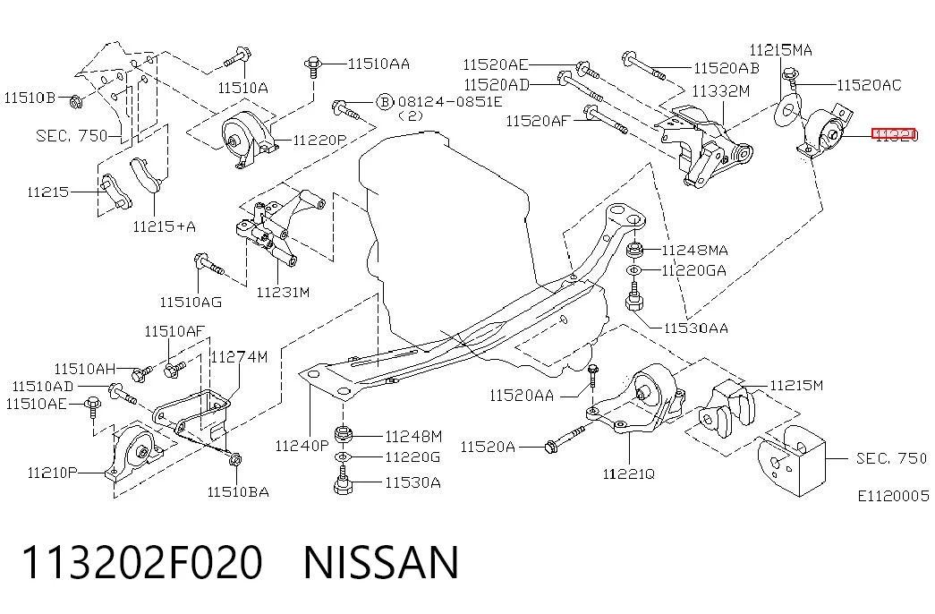 Compre Coxim (suporte) traseiro de motor Nissan Primera 