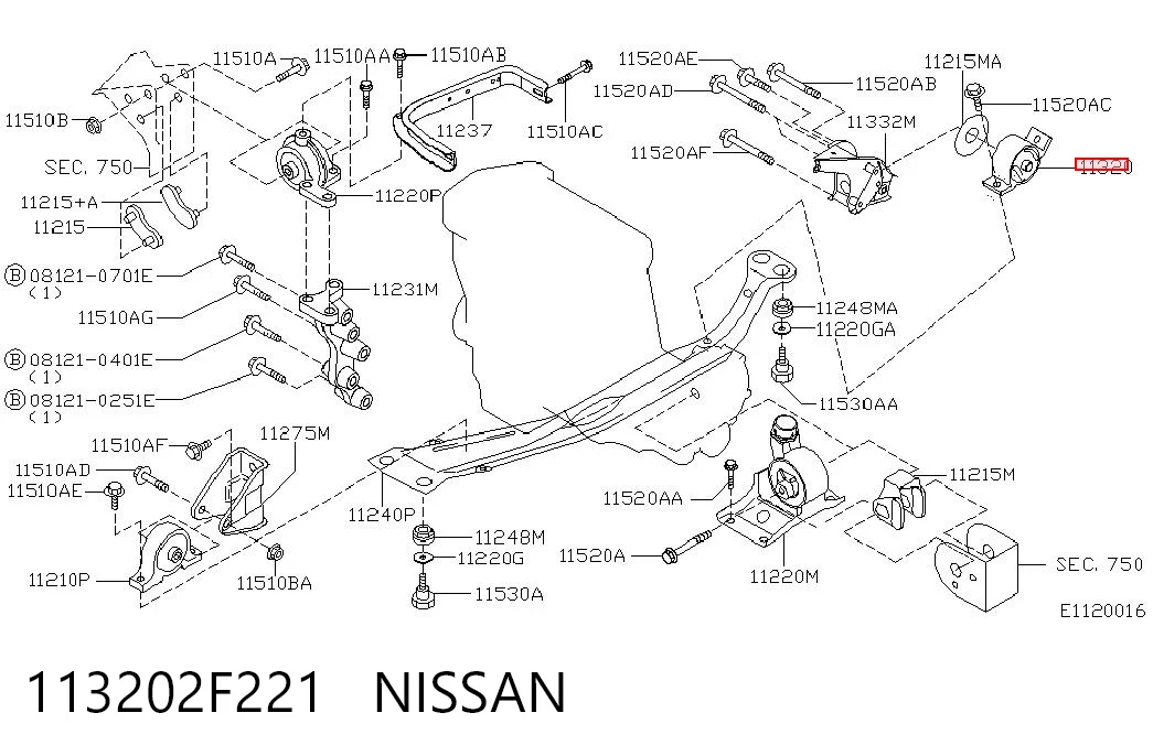 Coxim (suporte) traseiro de motor Nissan Primera  P11 ao melhor preço