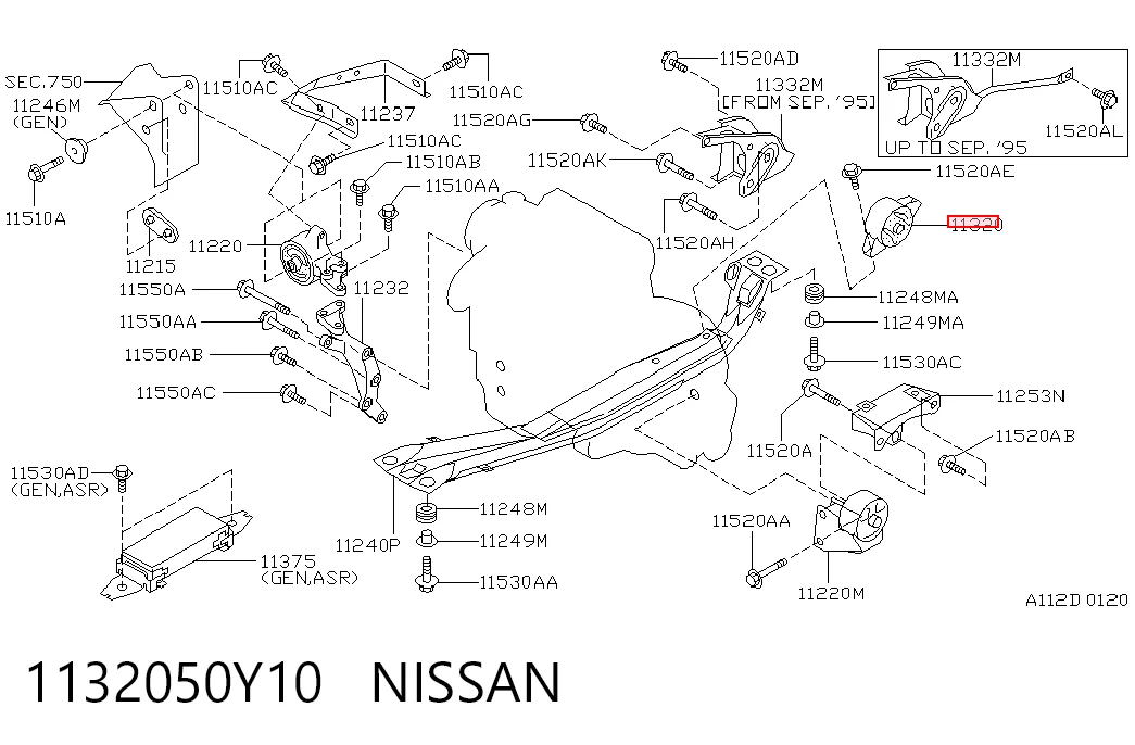 Coxim (suporte) traseiro de motor Nissan Sunny III N14 ao melhor preço