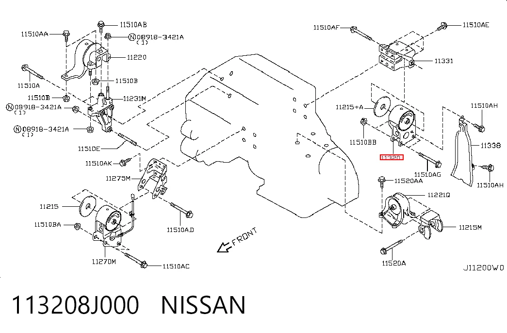 Coxim (suporte) traseiro de motor para Nissan Altima 