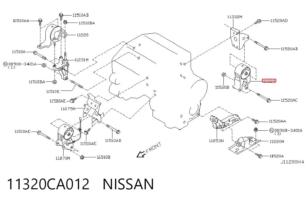 Coxim (suporte) traseiro de motor Nissan Murano  Z50