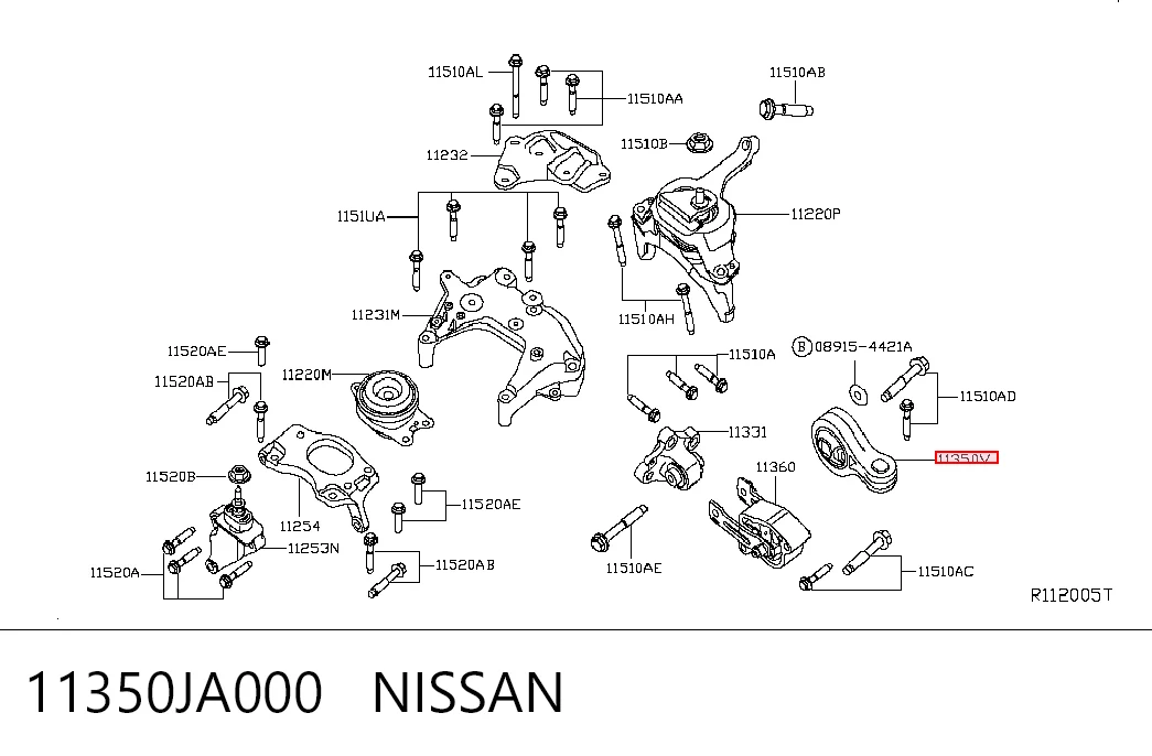 11350JA000 Nissan/Infiniti Coxim (suporte) direito de motor