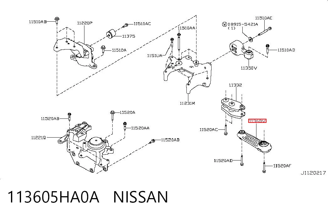 113605HA0A Renault (RVI) Coxim (suporte) traseiro de motor