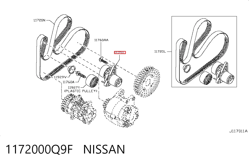 Reguladora de tensão da correia de transmissão Nissan Qashqai II J11