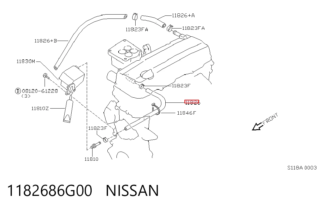Cano derivado de ventilação de cárter (de separador de óleo) Nissan Terrano II R20 ao melhor preço