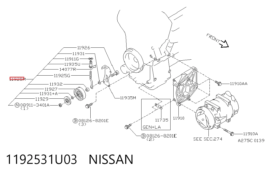 Rolo de reguladora de tensão da correia de transmissão para Nissan Altima L31 