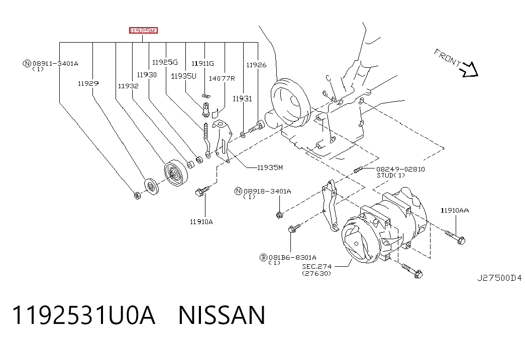 Rolo de reguladora de tensão da correia de transmissão para Nissan Altima 