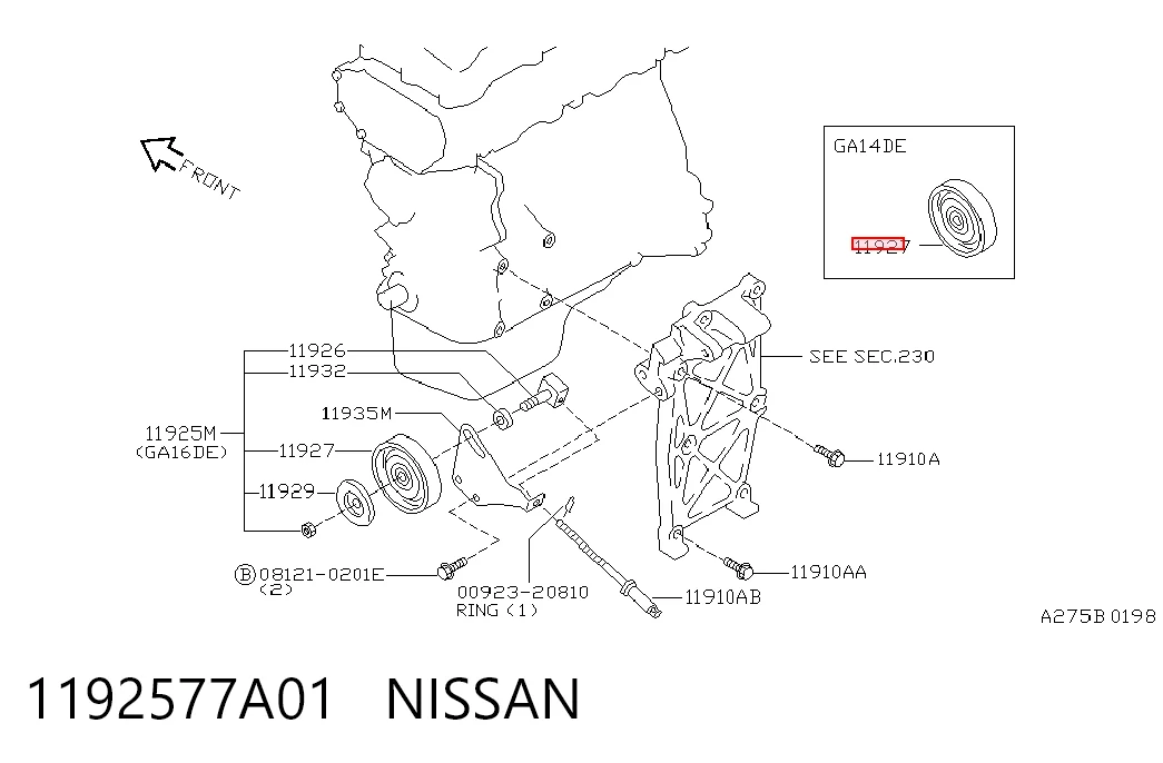 Rolo de reguladora de tensão da correia de transmissão para Nissan Sunny III N14