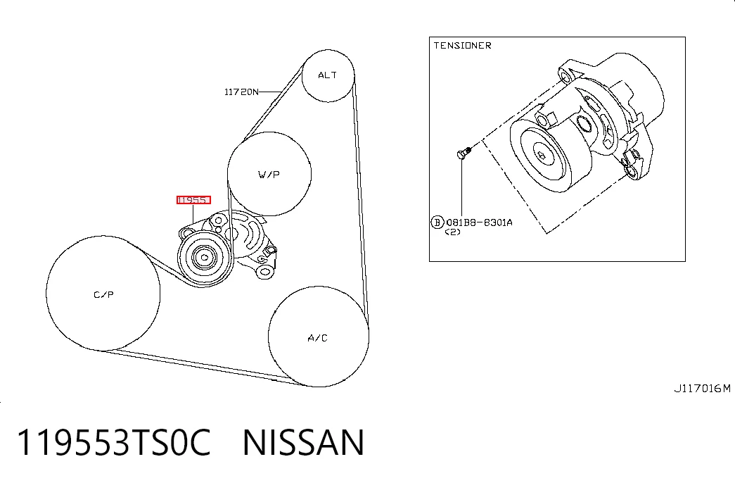 119553TS0C Nissan/Infiniti Reguladora de tensão da correia de transmissão
