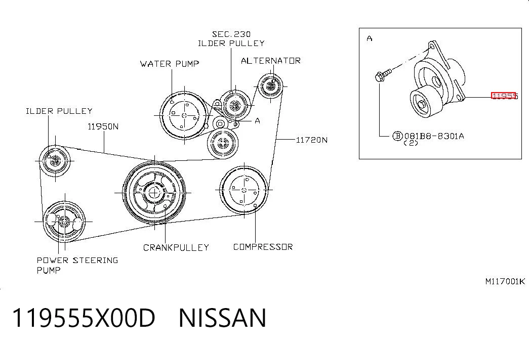 119555X00D Nissan/Infiniti Reguladora de tensão da correia de transmissão