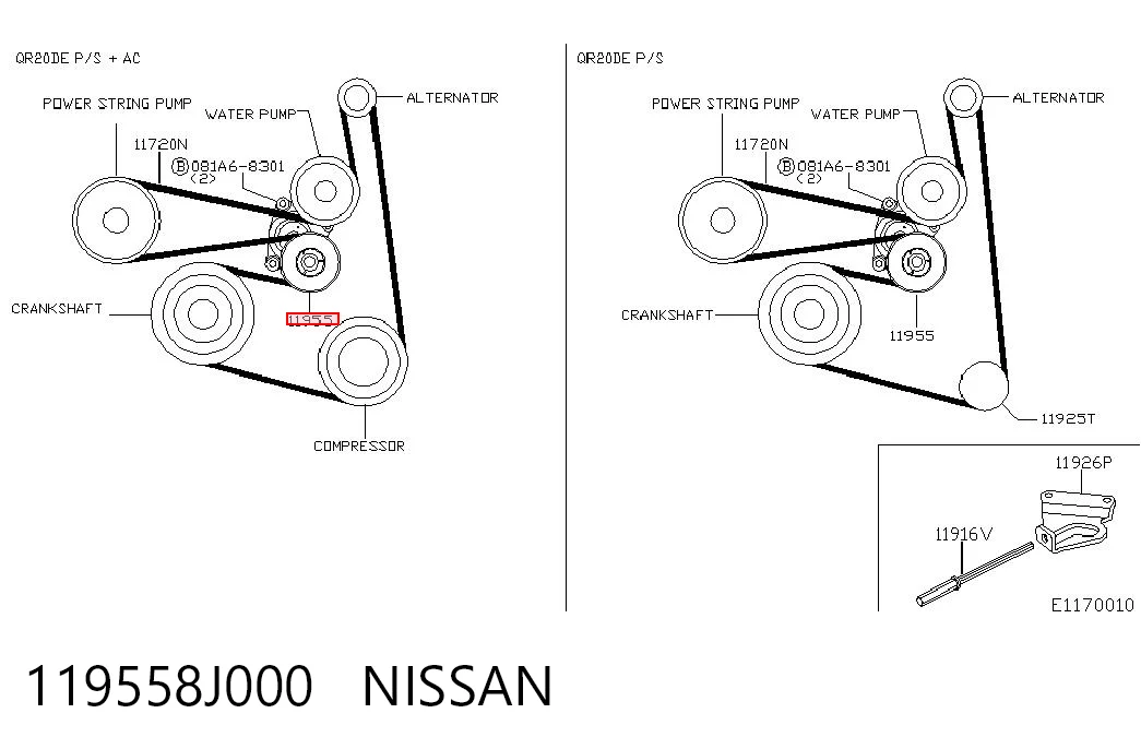 119558J000 Nissan/Infiniti Reguladora de tensão da correia de transmissão