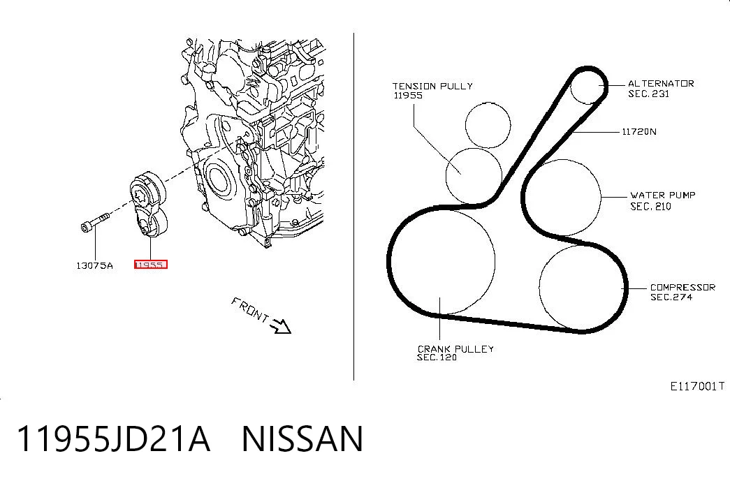 11955JD21A Nissan/Infiniti Reguladora de tensão da correia de transmissão